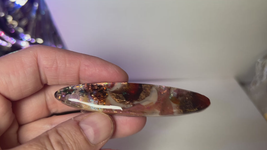 "Two French barrette clasp Unique, UV resin Multilayered Design with Shimmering Hues".